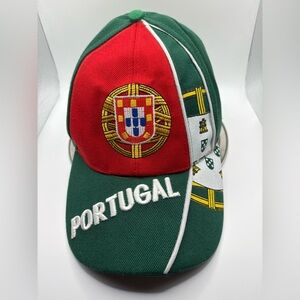 Portugal Soccer Hat Green Red Embroidered Crest Adjustable Cap